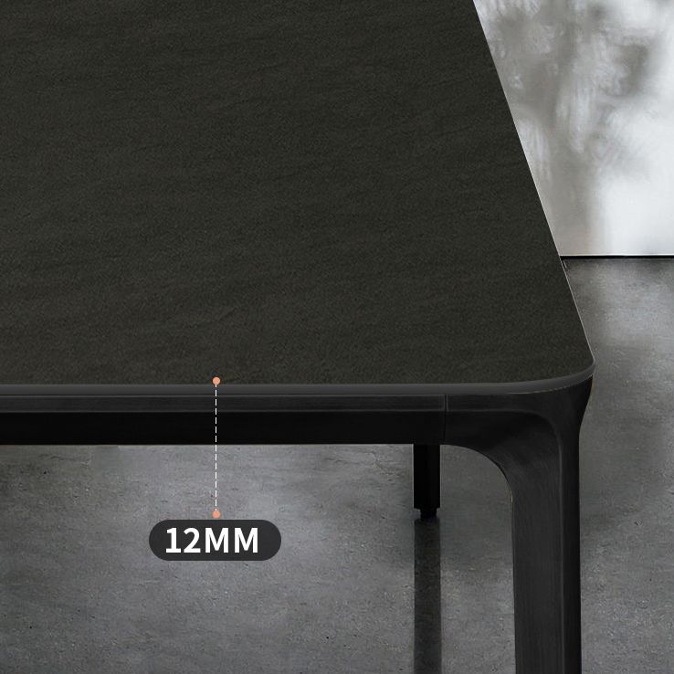 Sintered Stone Dining Table Industrial Style 4 Legs Base Rectangle Table for Home in Black Clearhalo ' dining_table' 'Dining Tables & Seating' 'Dining Tables' 'Furniture' 'furniture_dining_table' 'Kitchen & Dining Furniture' 'kitchen&dining_furn' 'kitchen' 'kitchen_dining_table' 1200x1200_a780f35f-64fc-4f8d-8a55-7204b429b73b