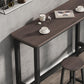 Industrial Wood Top Bar Table Rectangle Counter Height Dining Table