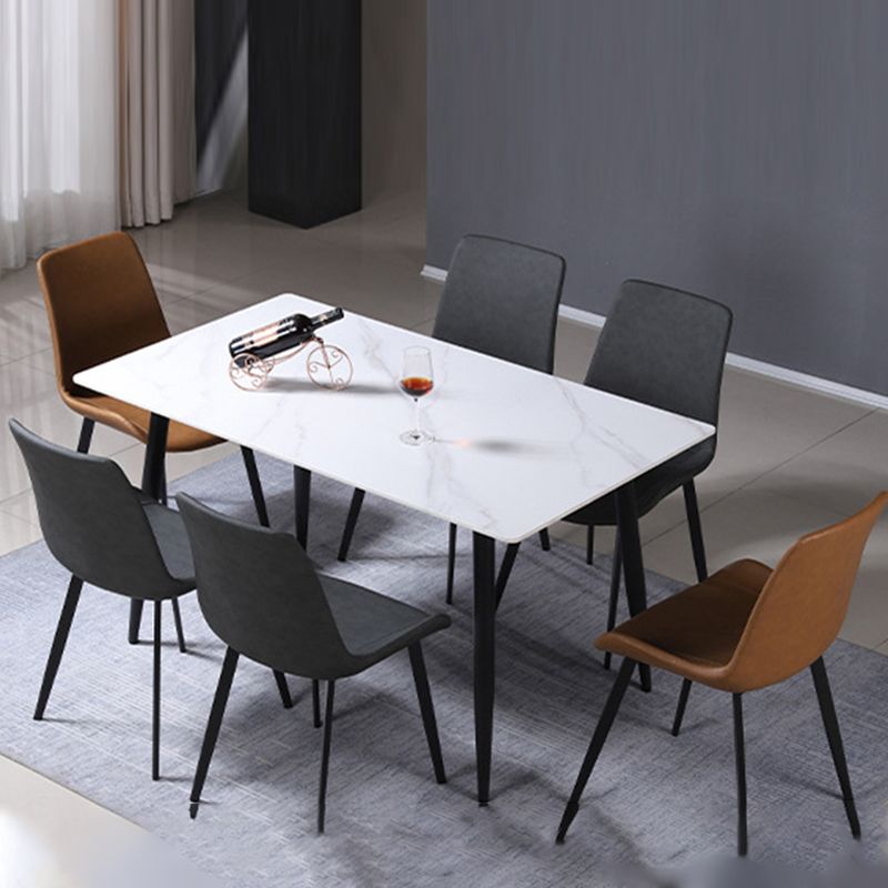 Mesa de comedor rectangular de mármol negro moderno para cocina
