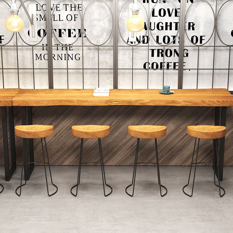 Coffee Shop Industrial Wood Barstool Metal Pedstal Bar Stool with Pedal Clearhalo 'Bar Furniture' 'Bar Stools' 'bar_stools' 'furn' 'furn_bar_stools' 'Furniture' 'Kitchen & Dining Furniture' 1200x1200_a78216b0-ebfc-4203-9521-8365b0c4dd5c