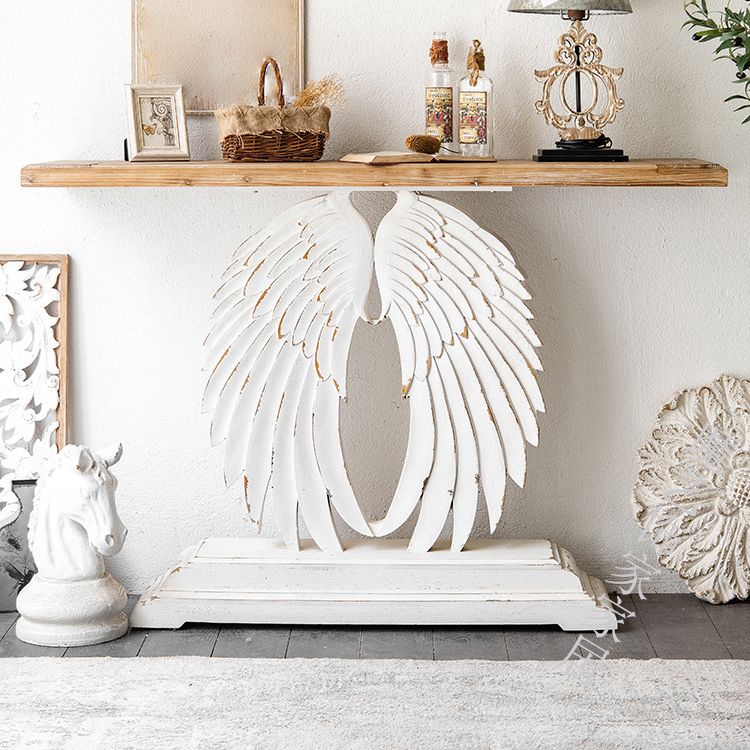 French Country Wood Console Table Rectangle End Table for Hall Clearhalo 'Console Tables' 'console_tables' 'Entry & Mudroom Furniture' 'furn' 'furn_console_tables' 'Furniture' 1200x1200_a7823831-dbf8-4da7-a80b-c6385ef33789