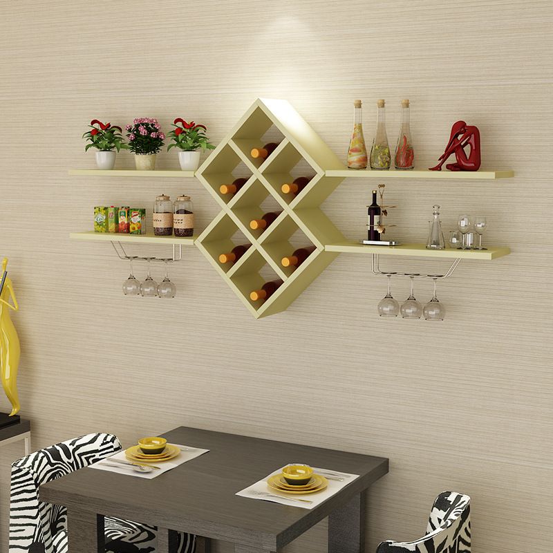 Houtwand gemonteerd wijnrek 9.2 "W x 29.2" H 7-bottle wijnrekken met plank