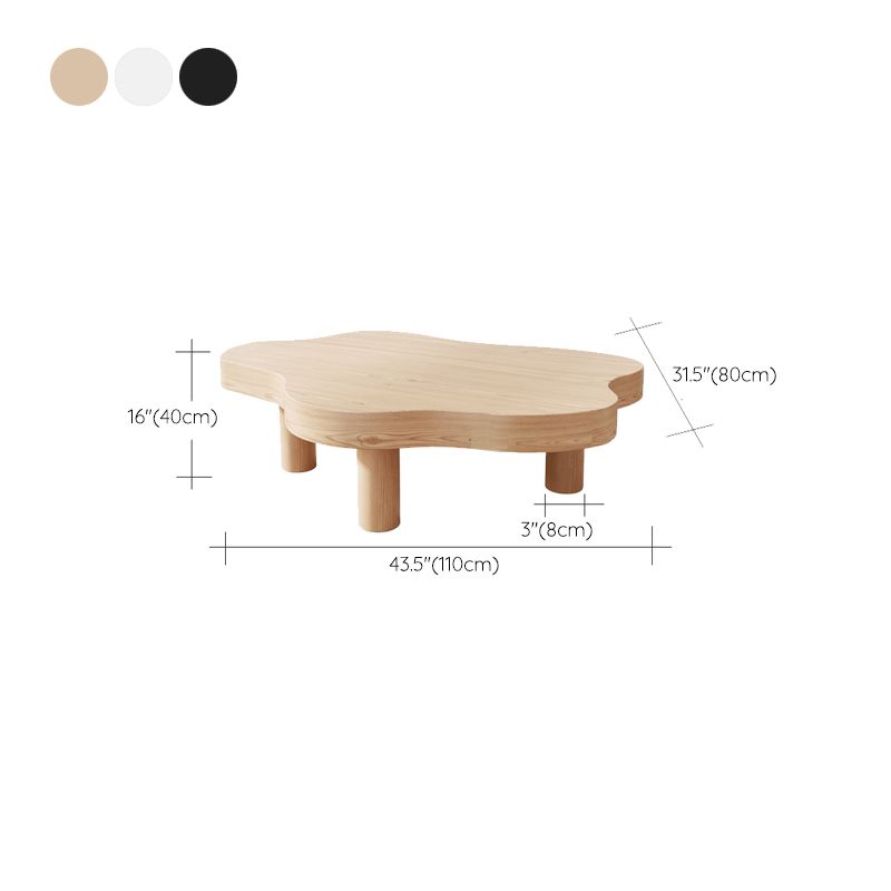 Table de cocktail à 3 pieds, table basse simple nordique en bois massif de forme libre