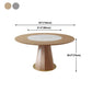 Round Solid Wood Dining Table Modern Brown Turntable Furniture with Pedestal Base