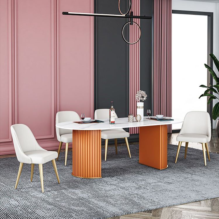 家のための伝統的な豪華なダイニングテーブル楕円形の焼結石のテーブル