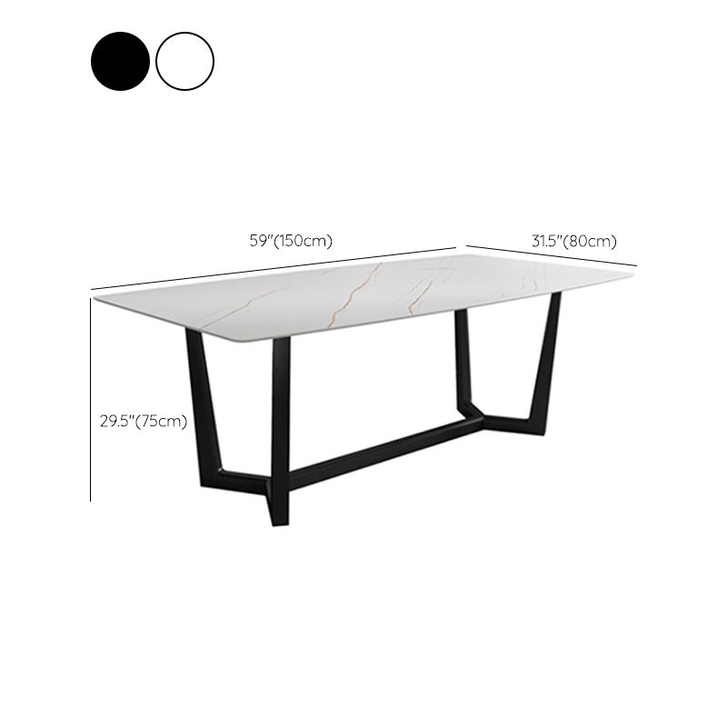 Industrial Sintered Stone Top Dining Table Rectangle Table with Trestle Base Clearhalo 'Dining Tables & Seating' 'Dining Tables' 'dining_table' 'furn' 'furn_dining_table' 'Furniture' 'Kitchen & Dining Furniture' 1200x1200_a7878ffd-19bb-44d5-ace0-3259fed9bcee