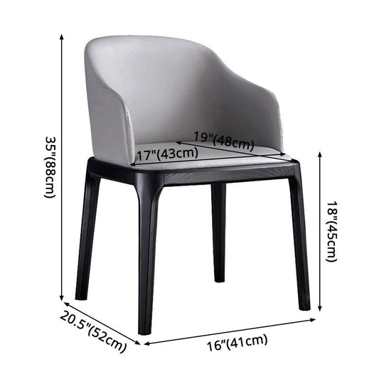 Contemporary Style Leather Chair Arm Parsons Chair with Wooden Legs for Kitchen Clearhalo ' kitchen&dining_furn' 'Dining Chairs' 'Dining Tables & Seating' 'dining_chair' 'furn' 'furn_dining_chair' 'Furniture' 'furniture_dining_chair' 'Kitchen & Dining Furniture' 'kitchen' 1200x1200_a789e28f-98e3-439b-b86a-e746abe14964