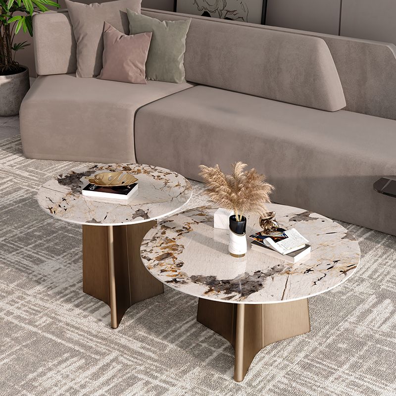 Round Stone Side Table with 1 Leg Metal Base Side End Snack Table Clearhalo 'Coffee & Accent Tables' 'End & Side Tables' 'end_side_tables' 'furn' 'furn_end_side_tables' 'Furniture' 'Living Room Furniture' 1200x1200_a789fa0e-39fc-4f99-aa8e-41149bd5fd9c