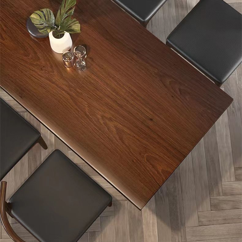 Brown Solid Wood Top Table Rectangle Black Iron Sled Base Dining Table Clearhalo 'Dining Tables & Seating' 'Dining Tables' 'dining_table' 'furn' 'furn_dining_table' 'Furniture' 'Kitchen & Dining Furniture' 1200x1200_a78a8304-b21d-4b98-bfa3-4b684f89fdff