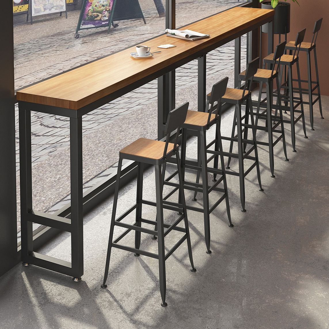 Industrial Style Pub Table Bar Height Solid Wood Rectangle Bar Table for Indoor Clearhalo 'Bar Furniture' 'Bar Tables' 'bar_tables' 'furn' 'furn_bar_tables' 'Furniture' 'Kitchen & Dining Furniture' 1200x1200_a78babe7-15bd-4e75-83bd-6d1319d78a83
