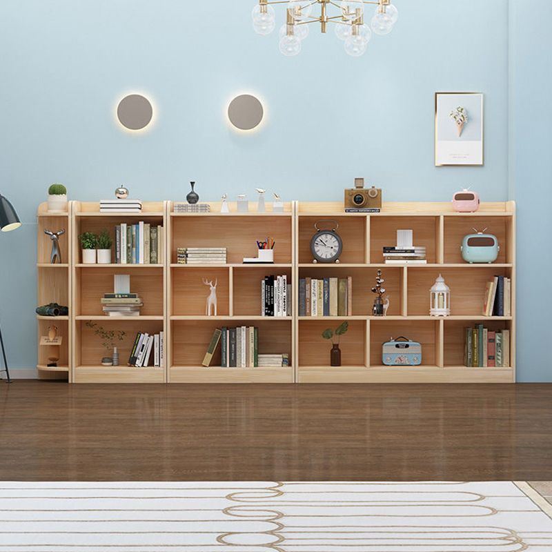 Modern Brown Shelf Bookcase Closed Back Wooden Book Shelf for Study Room