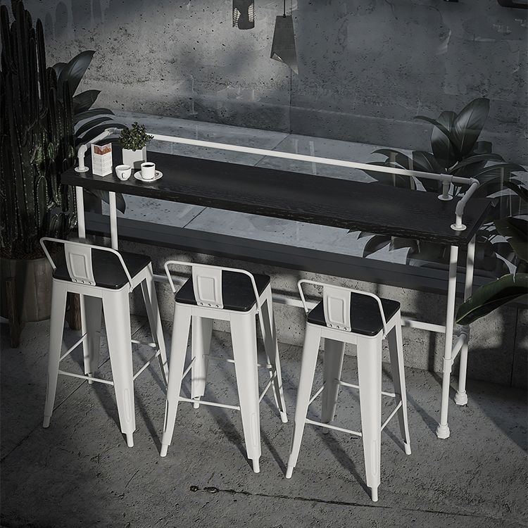 Industrial Black Wood Pub Table with Rectangle Table Top Trestle Table - 42" H Clearhalo 'Bar Furniture' 'Bar Tables' 'bar_tables' 'furn' 'furn_bar_tables' 'Furniture' 'furniture_bar_tables' 'Kitchen & Dining Furniture' 1200x1200_a78d2a73-45d2-4d5f-bd68-9d3caa96d91d