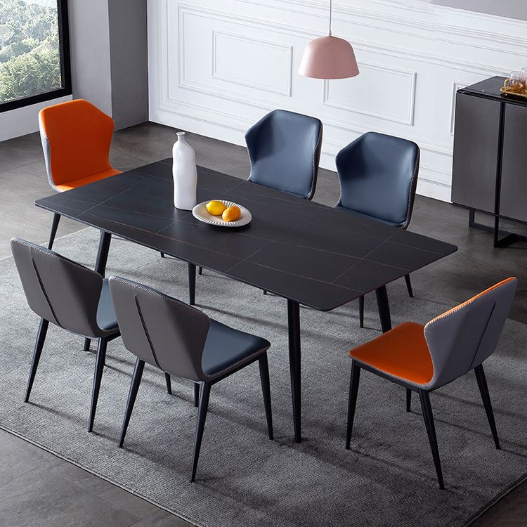 Rectangle 4 Legs Industrial Style Dining Table Sintered Stone Fixed Table for Kitchen Clearhalo ' dining_table' 'Dining Tables & Seating' 'Dining Tables' 'furn' 'furn_dining_table' 'Furniture' 'furniture_dining_table' 'Kitchen & Dining Furniture' 'kitchen&dining_furn' 'kitchen' 'kitchen_dining_table' 1200x1200_a78d3c8a-d4ad-4b17-a8f3-b304ccef398a