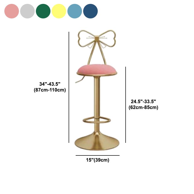 Glam Liftable Backrest Counter Stool Iron Kitchen Bar Stool with Velvet Cushion and Pedal Clearhalo 'Bar Furniture' 'Bar Stools' 'bar_stools' 'furn' 'furn_bar_stools' 'Furniture' 'furniture_bar_stools' 'Kitchen & Dining Furniture' 1200x1200_a7903b05-f788-41a1-975f-389427174d78