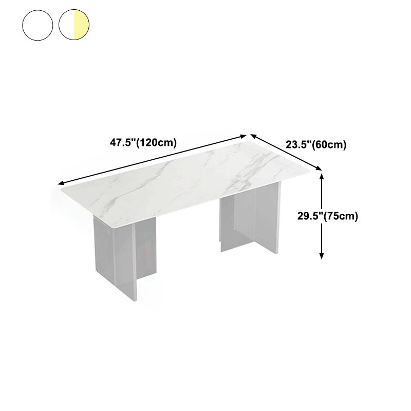 Stone Top Esstisch Industrial Rechtecktisch mit doppelter Sockelbasis