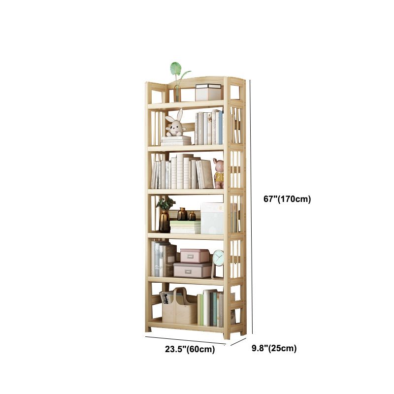 Natural Contemporary Style Standard Bookshelf 9.8-inch W Solid Wood Bookcase