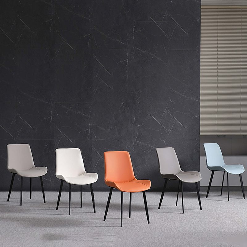 Metal Industrial Dining Chair with Black Legs Metallic Finish Solid Back Side Chair Clearhalo 'Dining Chairs' 'Dining Tables & Seating' 'dining_chair' 'furn' 'furn_dining_chair' 'Furniture' 'furniture_dining_chair' 'Kitchen & Dining Furniture' 1200x1200_a7912bbd-2cfc-40b3-9416-b37ea51841c0