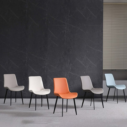 Metal Industrial Dining Chair with Black Legs Metallic Finish Solid Back Side Chair Clearhalo 'Dining Chairs' 'Dining Tables & Seating' 'dining_chair' 'furn' 'furn_dining_chair' 'Furniture' 'furniture_dining_chair' 'Kitchen & Dining Furniture' 1200x1200_a7912bbd-2cfc-40b3-9416-b37ea51841c0