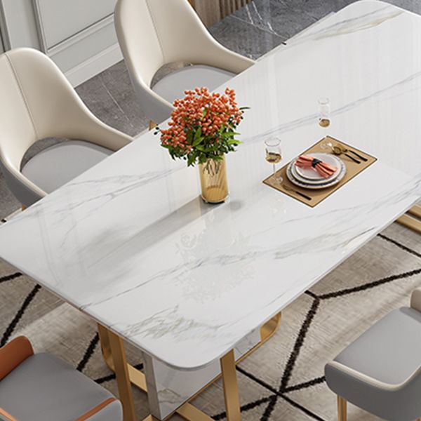 Luxury Sintered Stone Top Table Rectangle White Table with Metal Double Pedestal Clearhalo ' dining_table' 'Dining Tables & Seating' 'Dining Tables' 'furn' 'furn_dining_table' 'Furniture' 'furniture_dining_table' 'Kitchen & Dining Furniture' 'kitchen&dining_furn' 'kitchen' 'kitchen_dining_table' 1200x1200_a791e18f-eca6-4509-8683-1dae45fced93