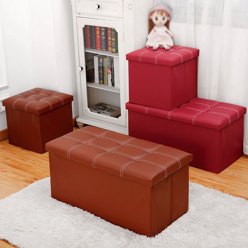 Modern Square Ottoman Foldable Water Resistant Tufted Faux Leather Ottoman with Storage Clearhalo 'furn' 'furn_ottomans_poufs' 'Furniture' 'Living Room Furniture' 'Ottomans & Poufs' 'ottomans_poufs' 1200x1200_a793f78b-2cbb-4130-afcb-c17cc3b4b14d
