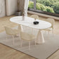 Modern White Top Dining Table for Small Space Linen White Finish Steel Base