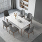 Designerstijl gesinterde stenen eettafelset rechthoekig 1/3/4/5/7-delige dinettetafelset
