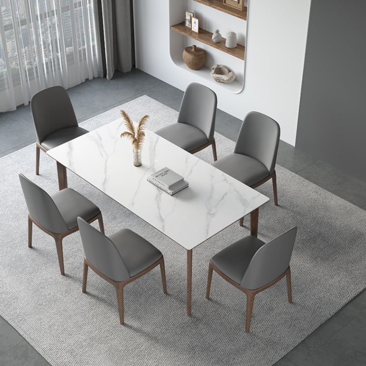 Designerstijl gesinterde stenen eettafelset rechthoekig 1/3/4/5/7-delige dinettetafelset