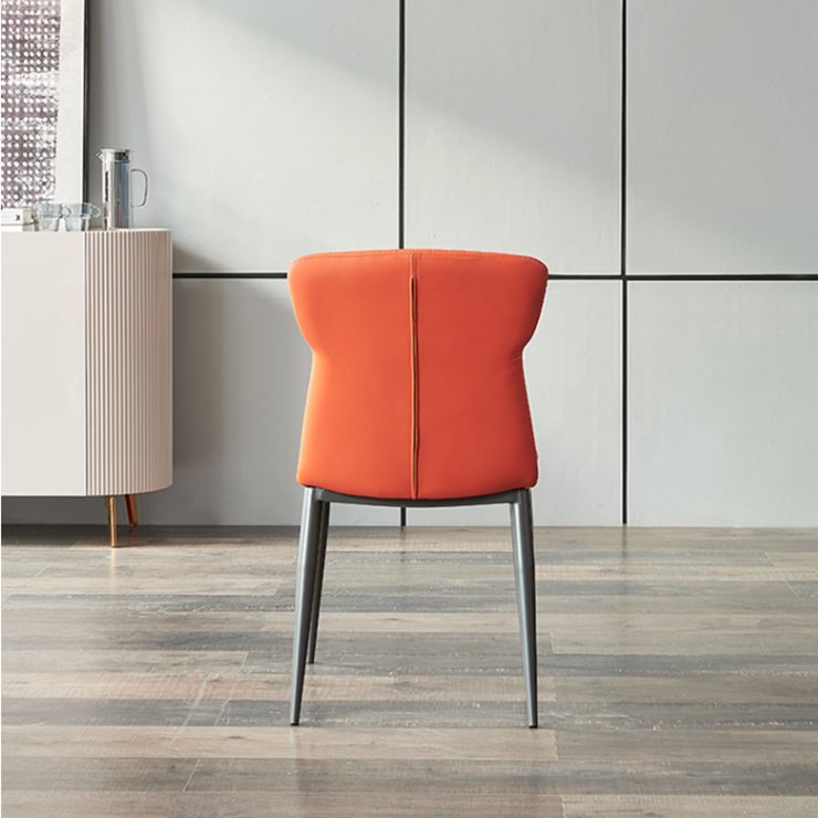 Modern Simple Side Chair Faux Leather Kitchen Dining Chair with Metal Base