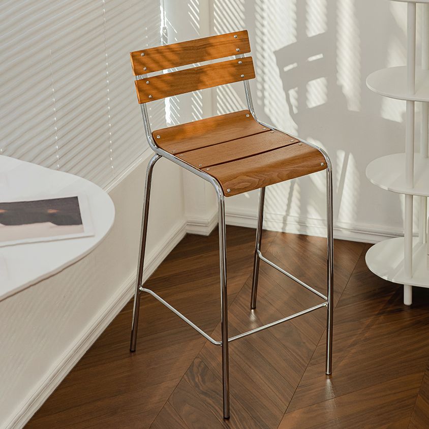 Contemporary Low Back Armless Bar Stool with Silver Metal Base