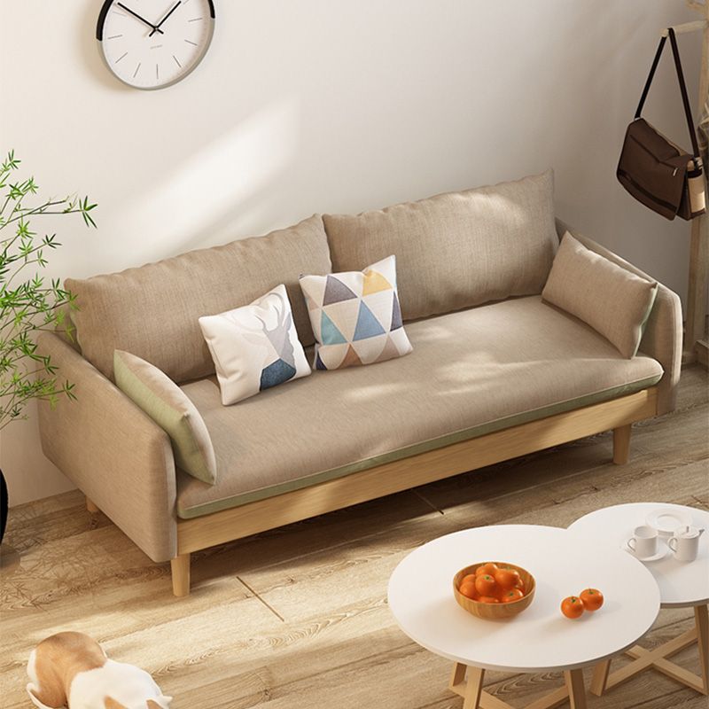 Loose Back 29.52" D x 29.92" H Sofa Slipcovered Wooden Linen Sofa Clearhalo 'furn' 'furn_sofas' 'Furniture' 'furniture_sofas' 'kitchen' 'kitchen_sofas' 'Living Room Furniture' 'Sofa' 'sofas' 1200x1200_a7950106-4ea3-4b08-b3c6-3a8294cfb82f