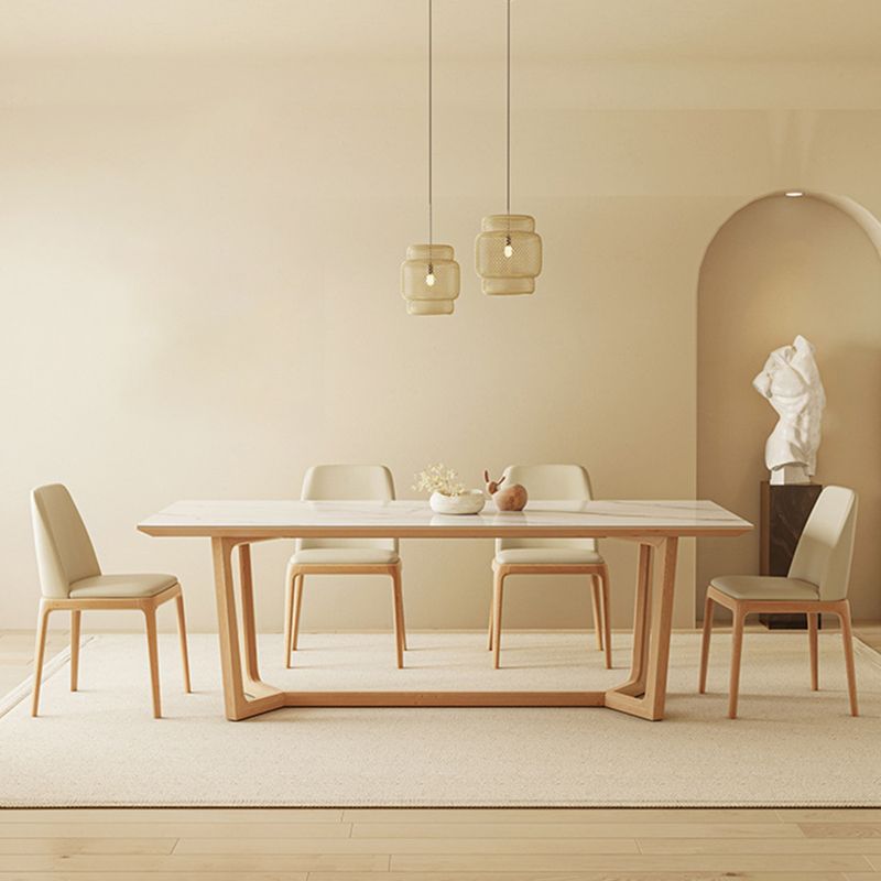 Industrial Dining Room Table Rectangle Stone Dining Site Table in White Clearhalo 'Dining Tables & Seating' 'Dining Tables' 'dining_table' 'furn' 'furn_dining_table' 'Furniture' 'Kitchen & Dining Furniture' 1200x1200_a7963e83-9c22-4134-bde2-a4aafe782b00