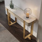 14 inch Wide Glam Console Table Stone Half Moon Accent Table