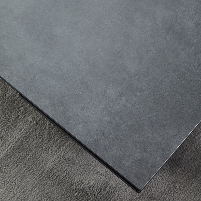 Rectangle Traditional Luxury Dining Table Grey Sintered Stone Table with Black Double Pedestal Clearhalo ' dining_table' 'Dining Tables & Seating' 'Dining Tables' 'Furniture' 'furniture_dining_table' 'Kitchen & Dining Furniture' 'kitchen&dining_furn' 'kitchen' 'kitchen_dining_table' 1200x1200_a797adea-5fe7-4115-8692-9de42b3844bb