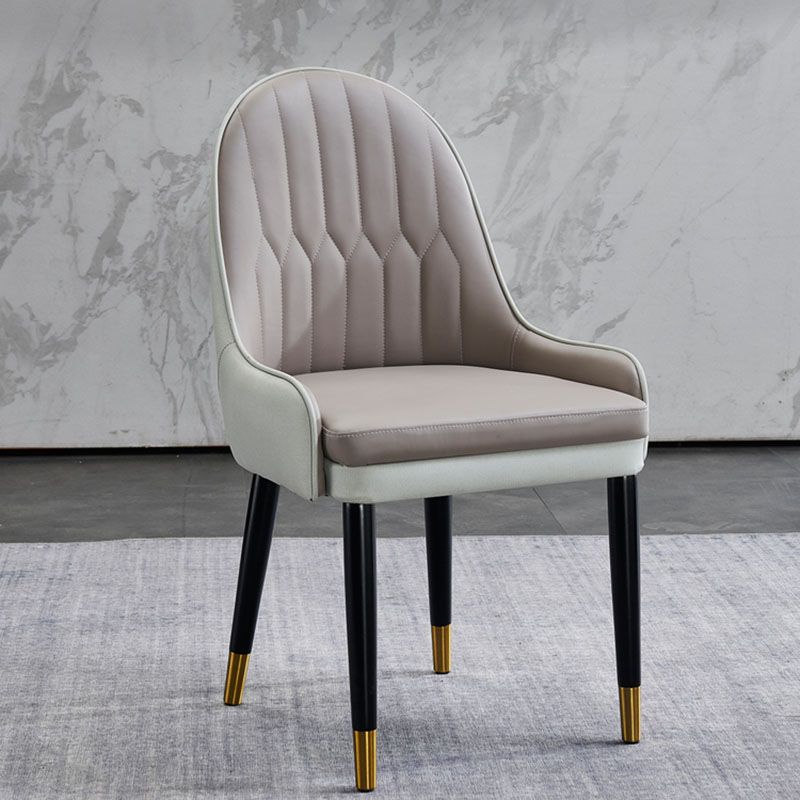 Scandinavian Leather Dining Chairs with Wood Legs Arm Solid Back Dining Side Chair Clearhalo 'Dining Chairs' 'Dining Tables & Seating' 'dining_chair' 'furn' 'furn_dining_chair' 'Furniture' 'furniture_dining_chair' 'Kitchen & Dining Furniture' 1200x1200_a7984734-b26e-4d61-a971-a9195f8539b6