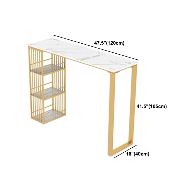 Glam Style Rectangle Bar Table Stone Fixed Bistro Bar Desk with Storage Clearhalo 'Bar Furniture' 'Bar Tables' 'bar_tables' 'furn' 'furn_bar_tables' 'Furniture' 'Kitchen & Dining Furniture' 1200x1200_a799506b-0357-4682-9da3-66a8bd20f8a9