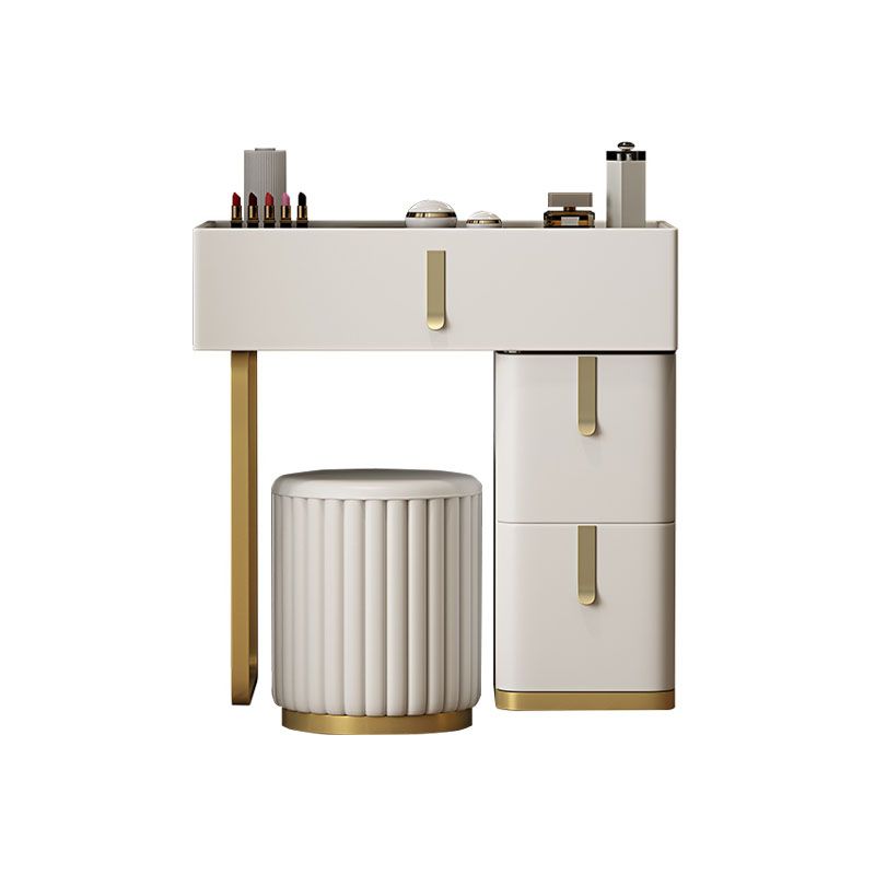 Glam Glass Top Vanity Dressing Table Set 3-Drawer Make-up Vanity Clearhalo 'Bedroom Furniture' 'furn' 'furn_makeup_vanities' 'Furniture' 'Makeup Vanities' 'makeup_vanities' 1200x1200_a799bb6e-7876-429e-8e20-a1cf0c210123