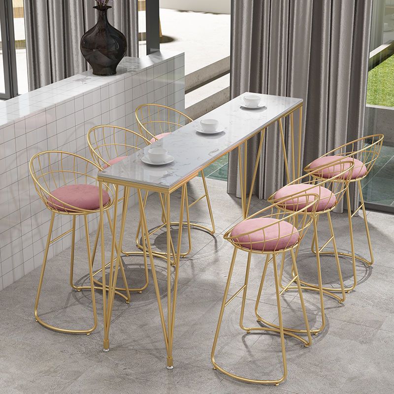 Glam Style Bar Table 42-inch Height Artificial Marble Bistro Table for Living Room Clearhalo 'Bar Furniture' 'Bar Tables' 'bar_tables' 'furn' 'furn_bar_tables' 'Furniture' 'furniture_bar_tables' 'Kitchen & Dining Furniture' 1200x1200_a79a1a20-803b-4b88-9f4c-22823a73e84d