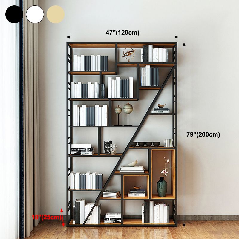 9.84"W 78.74"H Bookcase Industrial Style Open Back Bookcase for Study Room Home Office Clearhalo 'Bookcases' 'furn' 'furn_bookcases' 'Furniture' 'furniture_bookcases' 'kitchen' 'kitchen_bookcases' 'Living Room Furniture' 'Office Furniture' 1200x1200_a79b1a8b-a23c-4495-bfdc-54ac82b43e6c