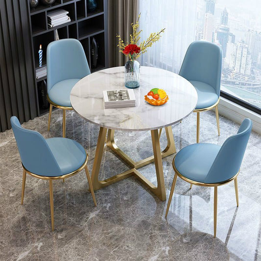 焼結された石のダイニングテーブルゴールドフレーム付き伝統的な豪華な丸いテーブル