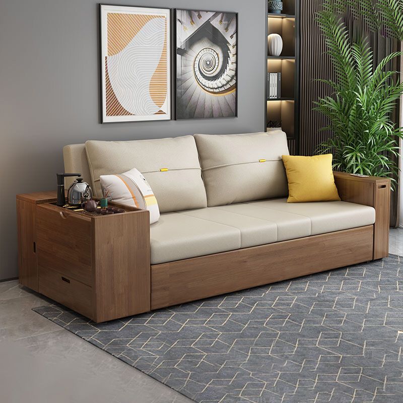 スカンジナビアの布団寝台ソファベッド正方形の腕と枕バック