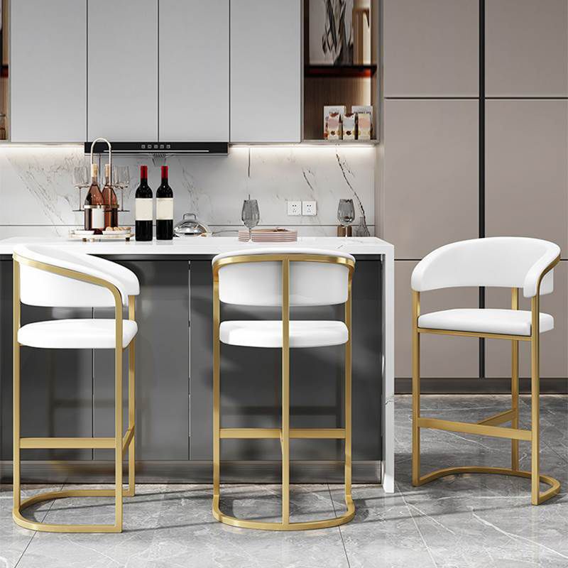 Glam Style Bar Stool Leather Gold Frame Counter Stool for Bristol Clearhalo 'Bar Furniture' 'Bar Stools' 'bar_stools' 'furn' 'furn_bar_stools' 'Furniture' 'Kitchen & Dining Furniture' 1200x1200_a79f6bac-f774-4feb-81a6-6a8aa945f1b3