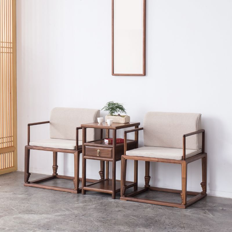 Traditional Style Dining Chair Wooden Open Back Arm Chair for Home