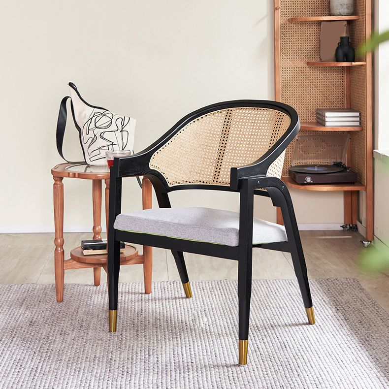 Scandinavian Solid Wood Parsons Chair/Accent Armchair with Woven Back