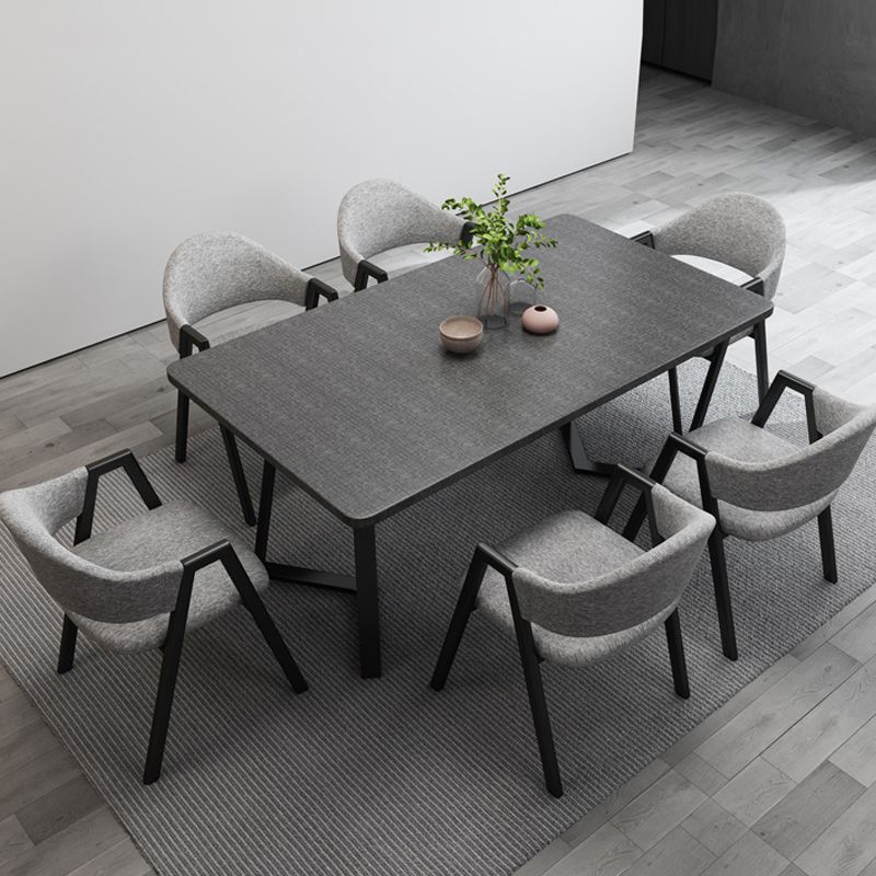 Modern Style Traditional Height Dining Set with Rectangle Shape Table and Double Pedestal Base Clearhalo 'Dining Room Sets' 'Dining Tables & Seating' 'dining_room_set' 'furn' 'furn_dining_room_set' 'Furniture' 'furniture_dining_room_set' 'Kitchen & Dining Furniture' 'kitchen&dining_furn' 'kitchen' 1200x1200_a7a1c5b3-6301-4d59-9b07-2e366f9e4feb