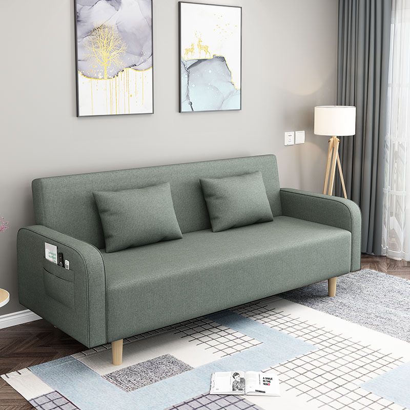 Convertible Modern Fabric Sofa Wood Legs Square Arm 2/3 Seater Sofa Clearhalo 'furn' 'furn_sofas' 'Furniture' 'furniture_sofas' 'kitchen' 'kitchen_sofas' 'Living Room Furniture' 'Sofa' 'sofas' 1200x1200_a7a27891-79fc-4b18-9602-ac35cb4aac18
