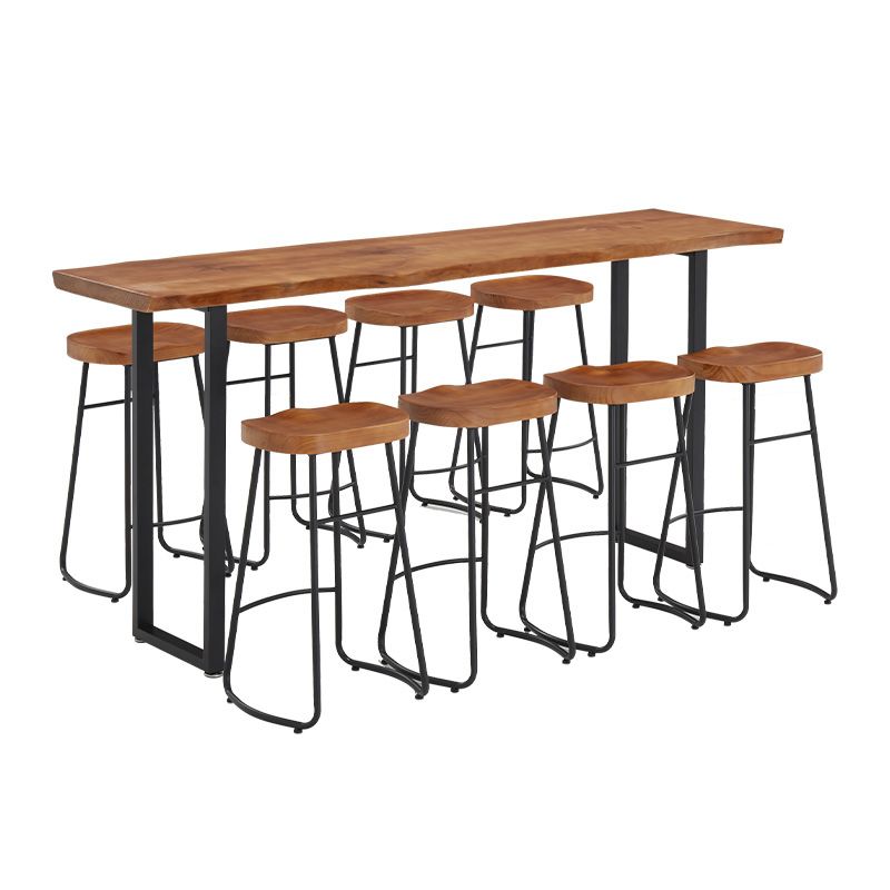 Brown Modern Style Table in Solid Wood and Metal Balcony Bar Table Clearhalo 'Bar Furniture' 'Bar Tables' 'bar_tables' 'Furniture' 'furniture_bar_tables' 'Kitchen & Dining Furniture' 1200x1200_a7a40d26-c680-4ec3-8051-7e5578b2f09d