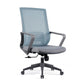 Chaise d'ordinateur moderne à bras fixes avec roulettes, chaise de bureau à dossier moyen