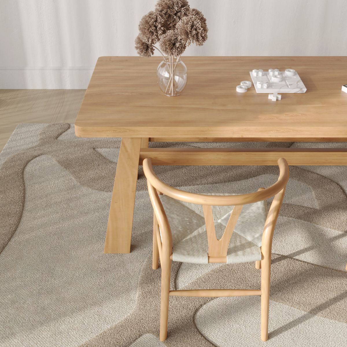 Fixed Modern Dinette Set 1/3 Pcs Solid Wood Furniture for Home