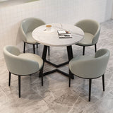 5 Piece Round Shape Contemporary Dining Room Chair and Table Set