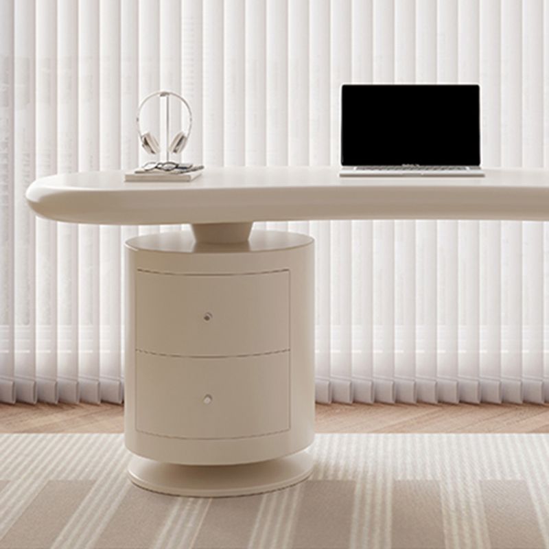 Unregelmäßiger hölzerner Büroschreibtisch weißer Schreibtisch mit 2-Schreibmaßen